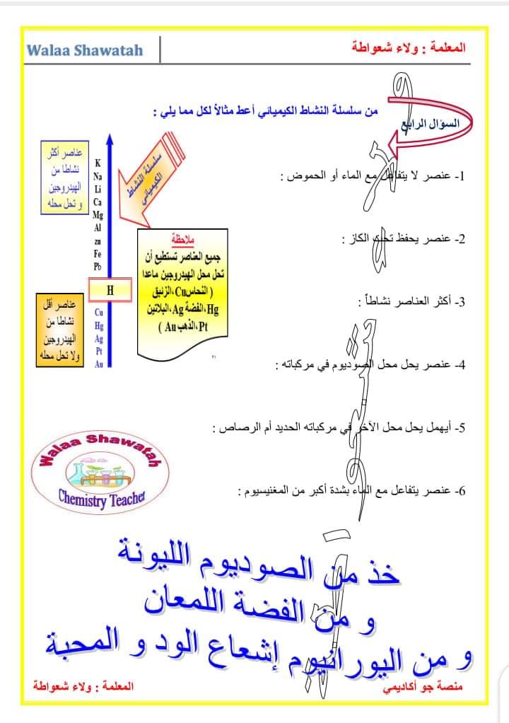 MjM1OTQ5MC44MDg4 بالصور امتحان الشهر الاول مادة الكيمياء للصف التاسع الفصل الدراسي الثاني 2024